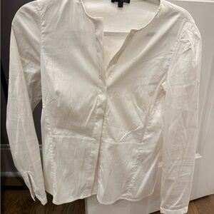 Massimo Dutti Cream Button-Front Long-Sleeve Blouse